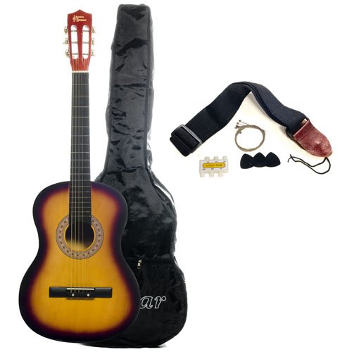 Austin Bazaar 38 Sunburst Guitar with Carrying Bag and Accessories