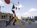 Alexander Calder's Mobile Statue, and People on Konigstrasse, (King Street), Stuttgart Stretched Canvas Poster Print