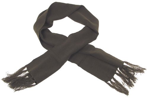Strick-Schal mit Fransen fein gestrickt oliv