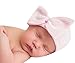 Melondipity Newborn Hospital Hat Pink - 2 ply Hospital Fabric - Infant Baby Cap with Big Cute Bow Ribbon