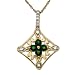 14k Yellow Gold Emerald and Diamond Pendant, 18