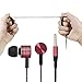 Headphones, in-Ear Bass Earphones with Microphone Noise-isolating Sports Earbud Wired 3.5mm Headset w/Volume Control (Gift Wrapped) for Apple iPhone 6 6s, Samsung Galaxy S7, iPod, MP3 Player (Red)