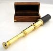 15" Hand Held Brass Telescope with Wooden Box & 12x Magnification: Nautical Ship