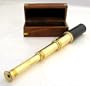 C17 BR4852 14 Inch Brass Telescope With Leather Carring Case