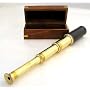 15" Hand Held Brass Telescope with Wooden Box & 12x Magnification: Nautical Ship