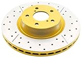 IMAGE OF DBA DBA966X Street Series Gold Cross-Drilled and Slotted Front Vented Disc Brake Rotor