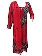 Womans Indian Kurta Red Tunic Floral Embroidered Traditional Indian Kurti Georgette