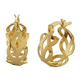 1/2 Inch 15mm Stunning Design Yellow Gold Plated Hoop Earrings Women's