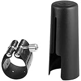 Rovner 1E Dark Ligature with Cap for Bb German String/Eb Clarinet, Nickel Fittings