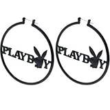 Officially Licensed PLAYBOY Black PLAYBOY HOOP Earrings