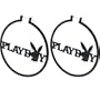 Officially Licensed Playboy Black Playboy Hoop Earrings