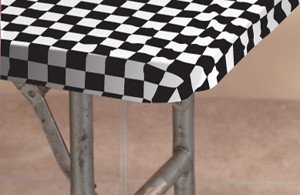 60" Round Black & White Check Kwik Covers-6 Pack
