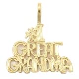 #1 Great Grandma Charm Diamond-Cut 14k Gold 15.5mm