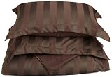 Divatex 90 GSM Woven Dobby Stripe Microfiber Duvet Full/Queen Mini Set, Chocolate