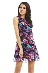 High-Neck Lace Chiffon/Polyester Spring Floral Print  Dress