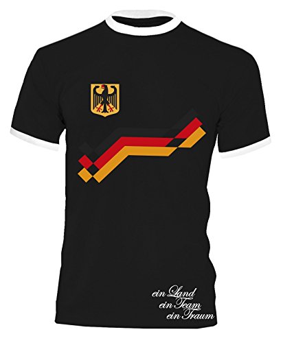 Luckja EM 2016 Trikot Deutschland Fanshirt Retro-Look Motiv 8 Herren Rundhals T-Shirt