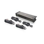 IOGEAR 4-Port DVI KVMP Switch with Audio and 4-USB 2.0, DVI-D KVM Cables GCS1104 (Black)