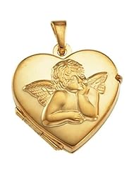Heart Locket with Angel in 14k Yellow Gold