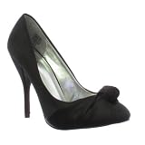 Ladies Party Prom High Heel Black Satin Shoes Size 3-8