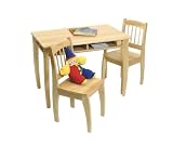 Lipper International Child's Rectangular Table and Set of 2 Chairs, Natural