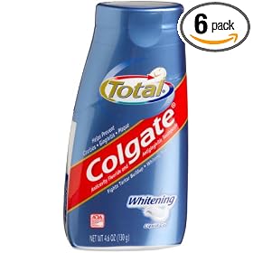 Colgate Total Toothpaste, Whitening Liquid Gel, 4.6 oz (Pack of 6)