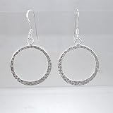 Hammered Finish Sterling Silver Circle Earring, #9441
