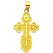 14K Yellow Gold St. Olga Greek Orthodox Baptismal Cross Charm Pendant