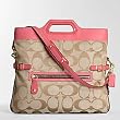Coach Signature Bonnie Foldover Shoulder Bag 13386 Khaki Coral