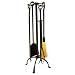 English Cottage Black 4-Piece Fireplace Tool Set with Stand