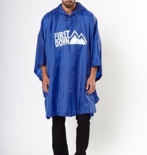 First Down Rain Poncho - Lightweight, Packable (One Size Fits All, Royal Blue)