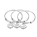 AISHOW 3PCS Stainless Steel Inspirational Charm Bracelets Jewelry Set Engraved Message Motivational Expendable Bangles for Women Girls