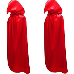 Juanshi Unisex Hooded Cloak Role Play Costume Halloween Party Cape Color Red Size S