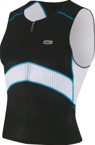 :Louis Garneau Men's Elite Sleeveless Cycling Jersey (Black/Cyan, XX-Large)