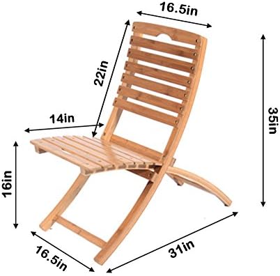#1 BADOO Foldable Reclining Outdoor Natural Bamboo Chair, Set of 2