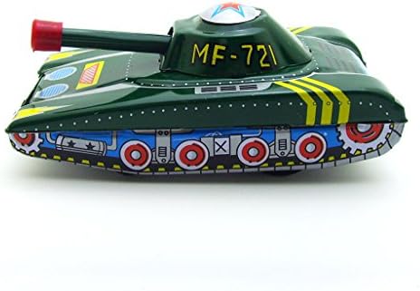Millitary Tank Tin Toy Pop up Soldier, Metal Tank Winds Up, Steel Tin Toy Collection, Size : 5" X 2.5" X 2.5"