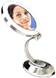 Fluorescent Lighted Vanity 1X/8X Mirror in Satin Nickel