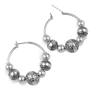 Sterling Silver Native Pearl Beaded Hoop Earrings