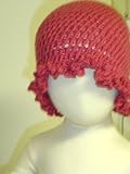 Ht31, Hand Crocheted Rust Color Wool Floppy Hat with Ruffled Edge for Infants and Toddlers