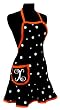 Black & White Polka Dot Monogram Apron with Orange Trim - X Black & White Polka Dot Monogram Apron with Orange Trim - X