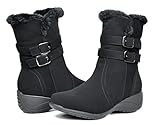 DREAM PAIRS THERMO Women's Winter Fur Interior Zipper Closure Outdoor Snow Boots Black Size 11