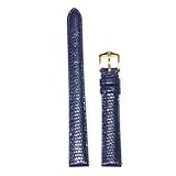 Watchband Genuine Lizard Navy Blue 14mm