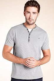 North Coast Pure Cotton Henley Neck Striped T Shirt