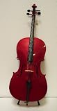 Crystalcello MC150RD 4/4 Size Red Cello with Lightweight Case + Carrying Bag + Bow + Accessories