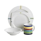 Nautica On Deck White 16-Piece Dinnerware Set, Service for 4