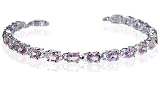 10 CTW Amethyst Sterling Silver Slim Tennis 7 Bracelet With Secure Latch Clasp