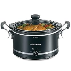 Hamilton Beach 4qt Oval Slow Cooker Black Clip + Carry Portability 33145