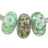 3 Murano Beads with Solid Sterling Silver Core for European Charm Bracelet