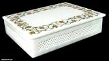 Marble inlay jewelry box, 'Jasmine Garland' 8.3 W 6.1 L