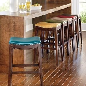 Julien Leather Bar Stool - Dark Brown, 24"H Counter Height - Grandin Road