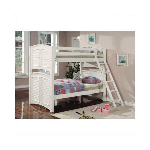 White Shutter HardWood Twin Full Size Bunk Bed